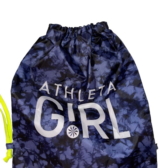 Athleta Girl Drawstring Bag Gym Bag Back Pack Blue Neon Yellow Active Wear - Picture 5 of 5